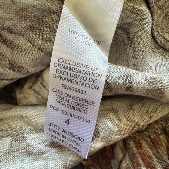 Democracy Women's BOHO Brown Hight Rise Palm Print Wide Leg Cropped Pants Size 4 - Picture 12 of 12